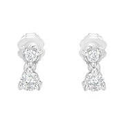 Bids.com 14KT White Gold 1/2 cttw Double Diamond Dangle Stud Earrings (H-I, I1-I2) Earrings