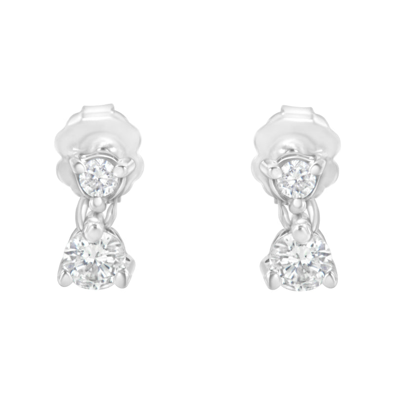 Bids.com 14KT White Gold 1/2 cttw Double Diamond Dangle Stud Earrings (H-I, I1-I2) Earrings