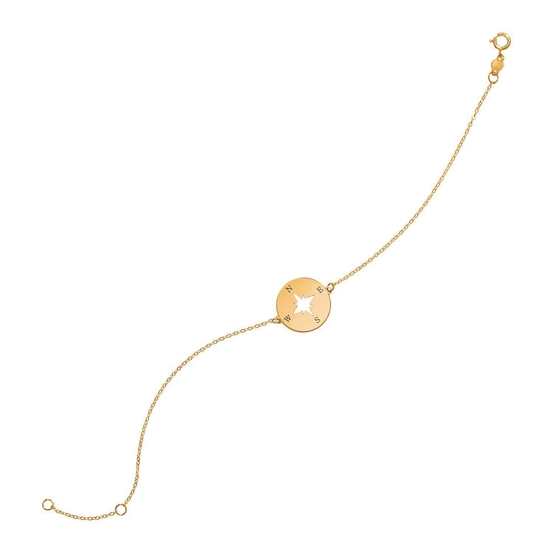 Bids.com 14k Yellow Gold 7 inch Bracelet with Compass Bracelets