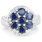 Bids.com 2.10 Carat Genuine Blue Sapphire .925 Sterling Silver Ring Rings