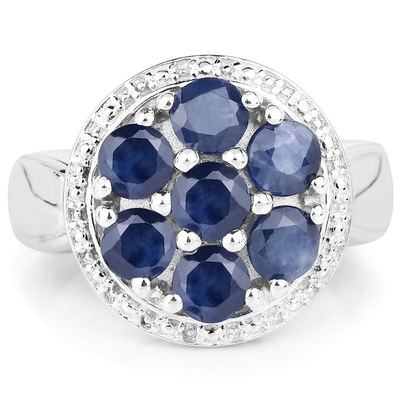 Bids.com 2.10 Carat Genuine Blue Sapphire .925 Sterling Silver Ring Rings