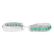 Bids.com 3.42 Carat Genuine Emerald and White Diamond .925 Sterling Silver Earrings Earrings