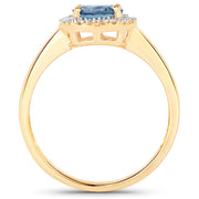 Bids.com 1.03 Carat Genuine Blue Sapphire and White Diamond 14K Yellow Gold Ring Rings