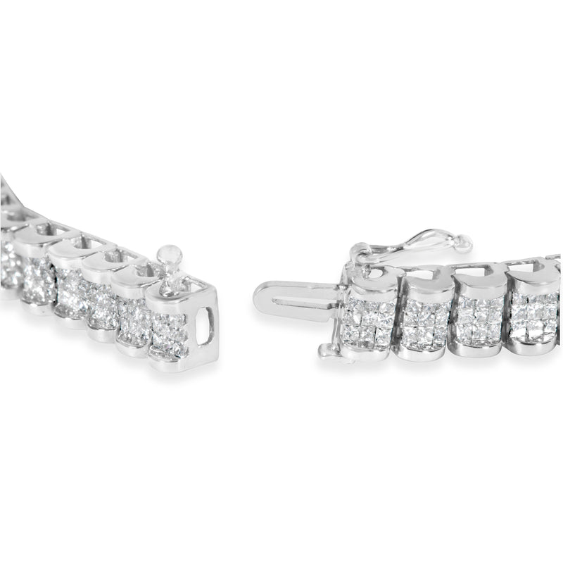 Bids.com 14K White Gold 5.00 Cttw Invisible Set Princess-Cut Diamond Belt and Buckle Tennis 7" Bracelet (H-I Color, SI1-SI2 Clarity) Bracelets