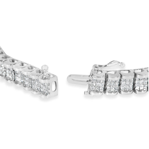 Bids.com 14K White Gold 5.00 Cttw Invisible Set Princess-Cut Diamond Belt and Buckle Tennis 7" Bracelet (H-I Color, SI1-SI2 Clarity) Bracelets