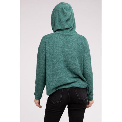 Hooded Brushed Melange Hacci Sweater