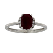Bids.com 1.38ct Ruby Diamond Ring 14KT White Gold Rings