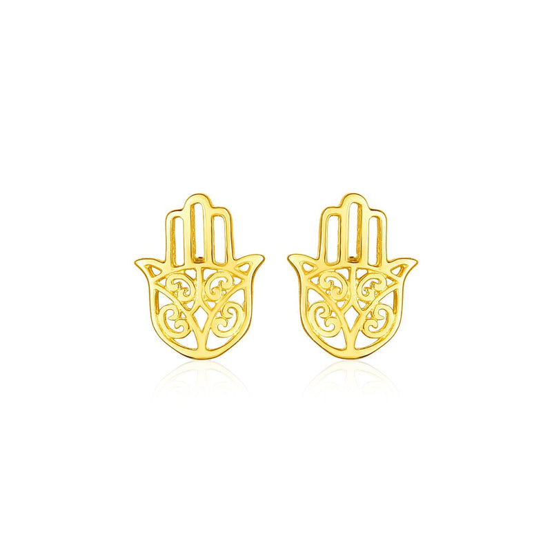 Bids.com 14k Yellow Gold Polished Hand of Hamsa Post Earrings Earrings