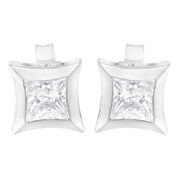 Bids.com 10K White Gold 1/2 Cttw Invisible Set Princess-Cut Diamond Stud Earrings (H-I Color, SI2-I1 Clarity) Earrings