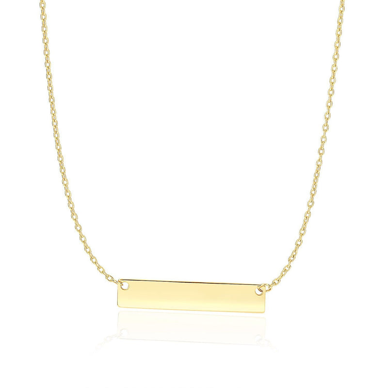 Bids.com 14k Yellow Gold Smooth Flat Horizontal Bar Style Necklace Necklaces
