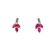 Bids.com .58ct Ruby Diamond Earrings 10KT Yellow Gold Earrings