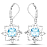 Bids.com 5.30 Carat Genuine Swiss Blue Topaz .925 Sterling Silver Earrings Earrings