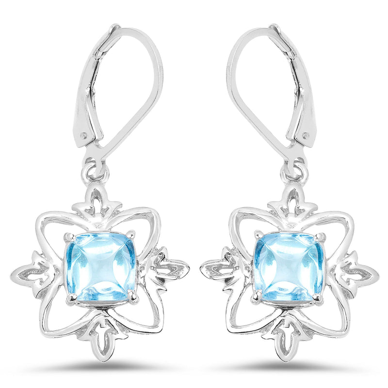 Bids.com 5.30 Carat Genuine Swiss Blue Topaz .925 Sterling Silver Earrings Earrings