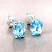 Bids.com 4.00 Carat Genuine Swiss Blue Topaz .925 Sterling Silver Earrings Earrings