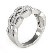Bids.com Diamond Studded Double Interlocking Waves Ring in 14k White Gold  (5/8 cttw) Rings