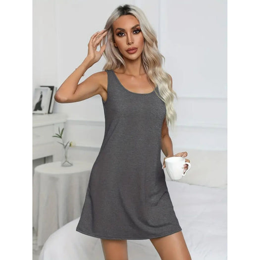 Scoop Neck Wide Strap Mini Dress