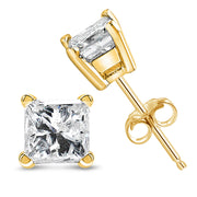 Bids.com IGI Certified 14k Yellow Gold 1/3 Cttw 4-Prong Set Princess-Cut Solitaire Diamond Push Back Stud Earrings (Q-R Color, I1-I2 Clarity) Earrings