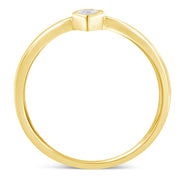 Bids.com 14K Yellow Gold Plated .925 Sterling Silver 1/20 Carat Diamond Teardrop Pear-Shaped Miracle Set Petite Fashion Ring (J-K Color, I1-I2 Clarity) - Size 6 Rings