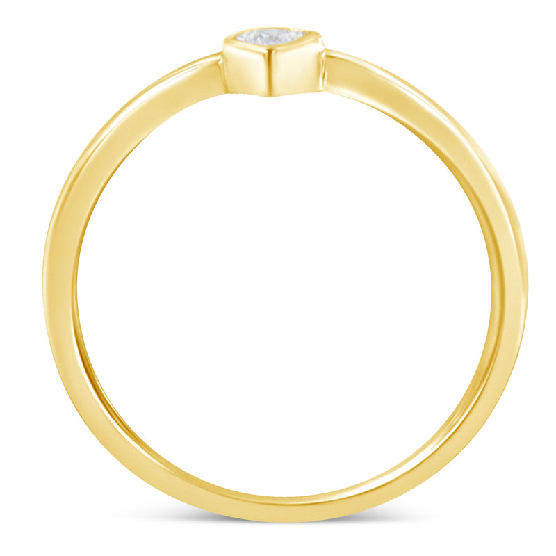 Bids.com 14K Yellow Gold Plated .925 Sterling Silver 1/20 Carat Diamond Teardrop Pear-Shaped Miracle Set Petite Fashion Ring (J-K Color, I1-I2 Clarity) - Size 6 Rings