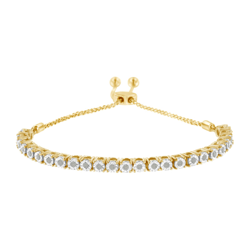 Bids.com 10K Yellow Gold over .925 Sterling Silver 1/4 Cttw Miracle-Set Diamond 4â€-10â€ Adjustable Bolo Tennis Bracelet (I-J Color, I3 Clarity) Bracelets