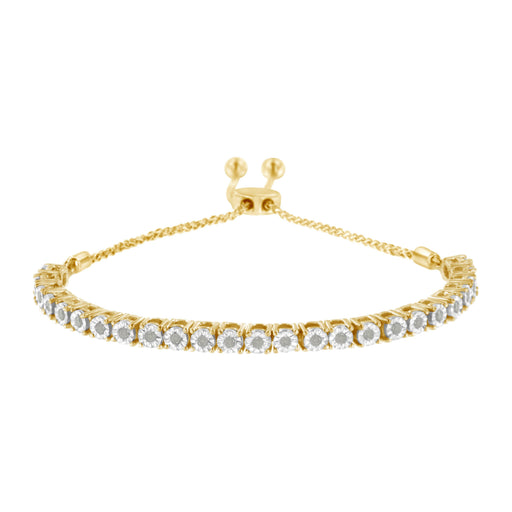 Bids.com 10K Yellow Gold over .925 Sterling Silver 1/4 Cttw Miracle-Set Diamond 4â€-10â€ Adjustable Bolo Tennis Bracelet (I-J Color, I3 Clarity) Bracelets