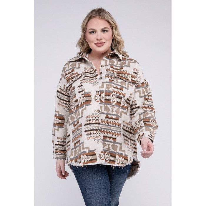 Plus Size Aztec Western Shacket