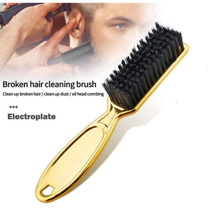 Professional Metal Styling Cutting Comb And Flat Top Clipper Comb Set Gold Color + Fade Brush