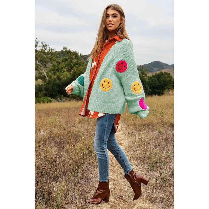 The Fuzzy Smile Long Bell Sleeve Knit Cardigan