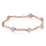 Bids.com .925 10k Rose Gold Over Sterling Silver 1.0 cttw Diamond Floral Link Bracelet (I-J Color,I3 Clarity) Bracelets