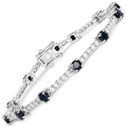 Bids.com 6.21 Carat Genuine Blue Sapphire and White Zircon .925 Sterling Silver Bracelet Bracelets