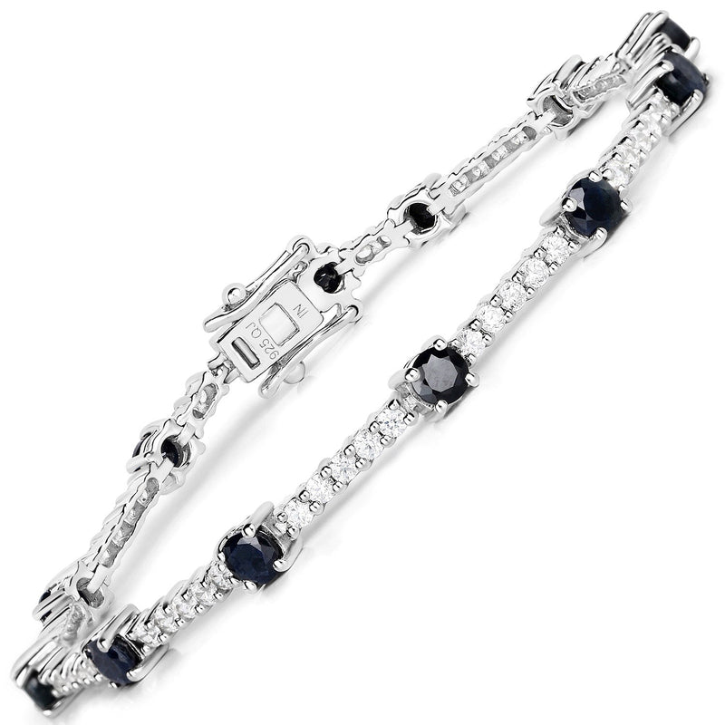 Bids.com 6.21 Carat Genuine Blue Sapphire and White Zircon .925 Sterling Silver Bracelet Bracelets
