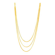 Bids.com 14k Yellow Gold Three Strand Herringbone Chain Necklace Necklaces