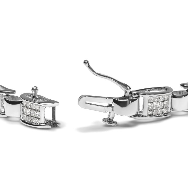 Bids.com 14K White Gold 2.00 Cttw Princess Diamond Invisible Set Link Bracelet (H-I Color, SI2-I1 Clarity) - 7" Bracelets
