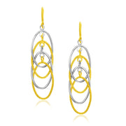 Bids.com 14k Two-Tone Gold Multiple Layer Interlaced Earrings Earrings