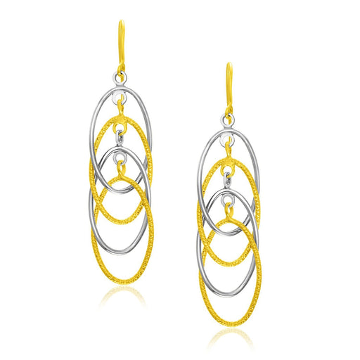 Bids.com 14k Two-Tone Gold Multiple Layer Interlaced Earrings Earrings