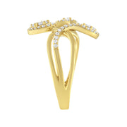 Bids.com 10K Yellow Gold 1/2 Cttw Round-Cut Diamond Layered Crossover Triple Leaf Bypass Ring (I-J Color, I1-I2 Clarity) - Size 7 Rings