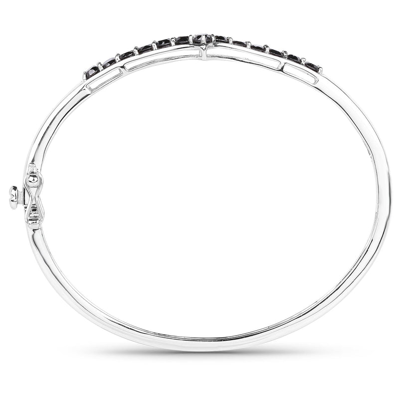 Bids.com 2.28 Carat Genuine Black Diamond .925 Sterling Silver Bangle Bracelets