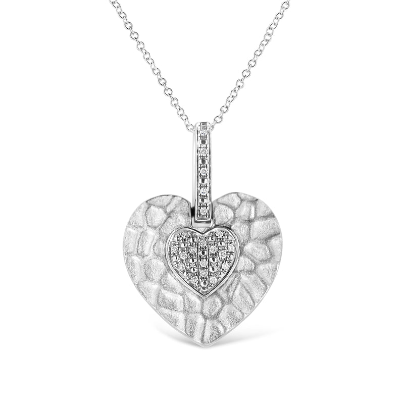 Bids.com .925 Sterling Silver Pave-Set Diamond Accent Heart Shape 18" Pendant Necklace (I-J Color, I1-I2 Clarity) Necklaces