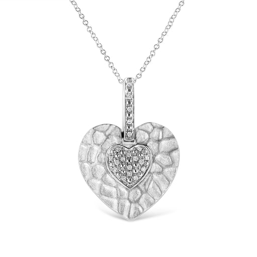 Bids.com .925 Sterling Silver Pave-Set Diamond Accent Heart Shape 18" Pendant Necklace (I-J Color, I1-I2 Clarity) Necklaces