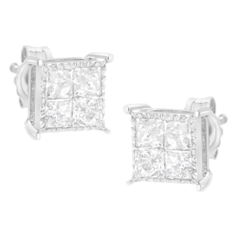 Bids.com Sterling Silver 3/4 cttw Composite Diamond Stud Earrings (I-J, I2-I3) Earrings