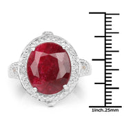 Bids.com 8.64 Carat Dyed Ruby & White Topaz .925 Sterling Silver Ring Rings
