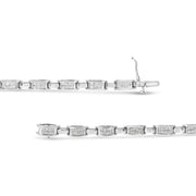 Bids.com 14K White Gold 2.0 Cttw Princess Cut Invisible Set Diamond Rectangular Link Bracelet (I-J Color, I1-I2 Clarity) - 7.25" Bracelets
