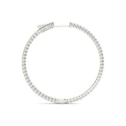 Bids.com 14k White Gold Slim Two Sided Diamond Hoop Earrings (1 1/2 cttw) Earrings