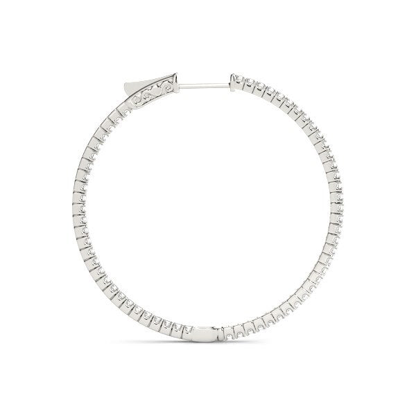 Bids.com 14k White Gold Slim Two Sided Diamond Hoop Earrings (1 1/2 cttw) Earrings