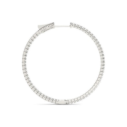 Bids.com 14k White Gold Slim Two Sided Diamond Hoop Earrings (1 1/2 cttw) Earrings