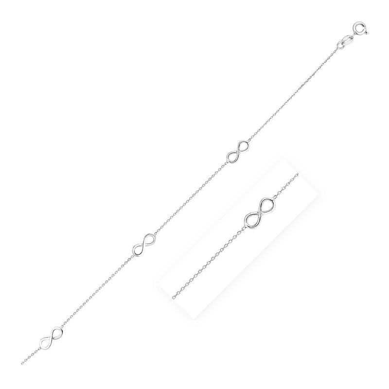 Bids.com Sterling Silver Anklet with Infinity Symbols Accessories