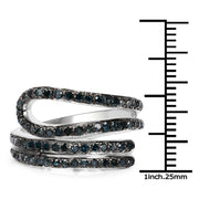 Bids.com 0.83 Carat Genuine Blue Diamond .925 Sterling Silver Ring Rings