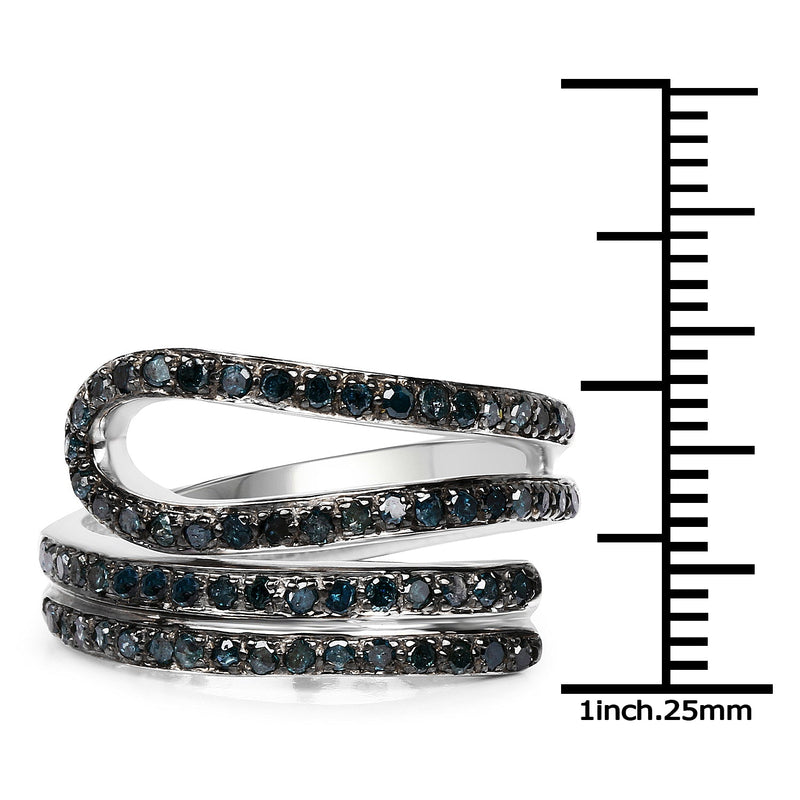 Bids.com 0.83 Carat Genuine Blue Diamond .925 Sterling Silver Ring Rings