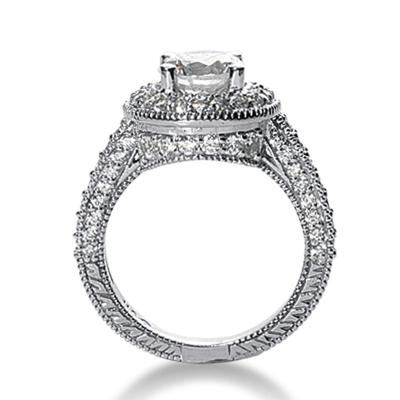 Bids.com 14k White gold Vintage Halo Diamond Semi-Mount Rings