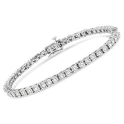 Bids.com .925 Sterling Silver 1.0 Cttw Miracle-Set Diamond Round Faceted Bezel Tennis Bracelet (I-J Color, I3 Clarity) - 7" Bracelets